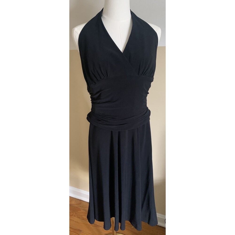 Jones New York Dress Sz 14 LBD Halter Sexy Flattering Classic Cocktail